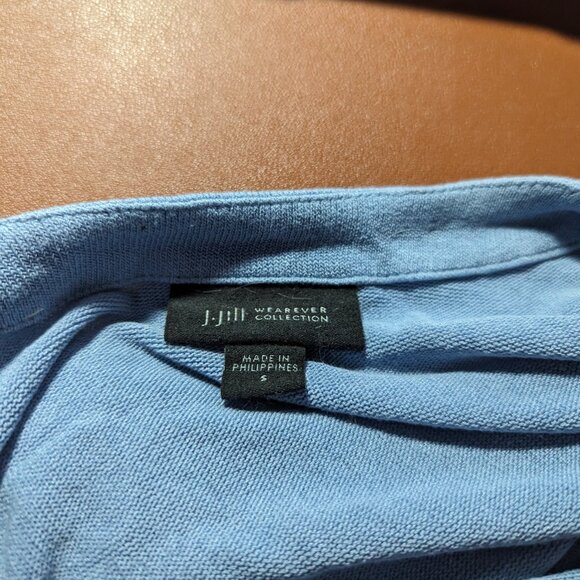 J Jill Wearever Cardigan Small Light Blue Rayon Blend 3/4 Sleeve Button V-Neck - Picture 5 of 5